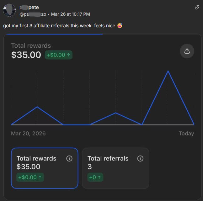 Pete first 3 affiliate referrals
